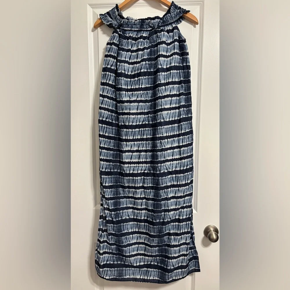 Michael Kors Shibori Stripes Maxi Blue‎ Dress Small